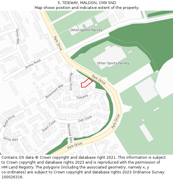 5, TIDEWAY, MALDON, CM9 5ND: Location map and indicative extent of plot