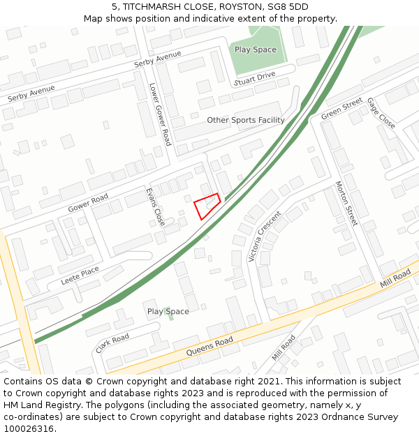 5, TITCHMARSH CLOSE, ROYSTON, SG8 5DD: Location map and indicative extent of plot