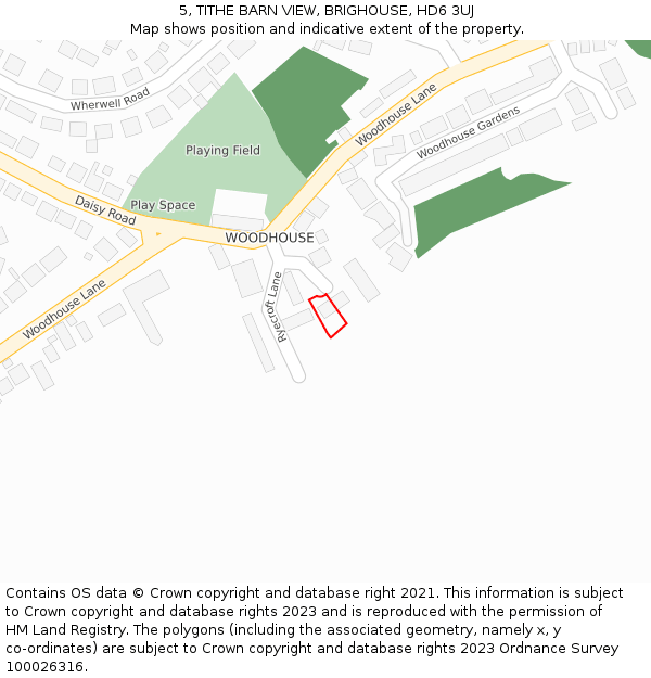5, TITHE BARN VIEW, BRIGHOUSE, HD6 3UJ: Location map and indicative extent of plot