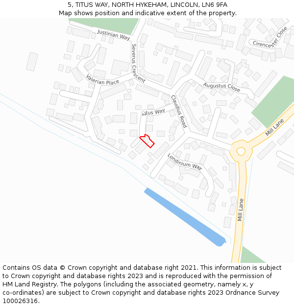 5, TITUS WAY, NORTH HYKEHAM, LINCOLN, LN6 9FA: Location map and indicative extent of plot