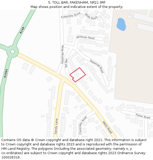 5, TOLL BAR, FAKENHAM, NR21 9RF: Location map and indicative extent of plot