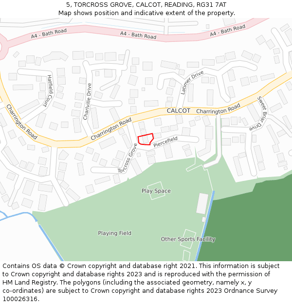 5, TORCROSS GROVE, CALCOT, READING, RG31 7AT: Location map and indicative extent of plot