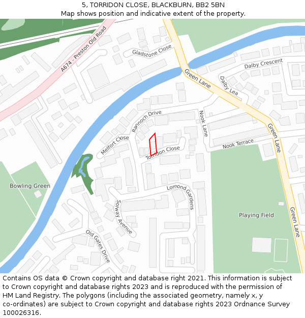 5, TORRIDON CLOSE, BLACKBURN, BB2 5BN: Location map and indicative extent of plot