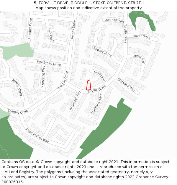 5, TORVILLE DRIVE, BIDDULPH, STOKE-ON-TRENT, ST8 7TH: Location map and indicative extent of plot