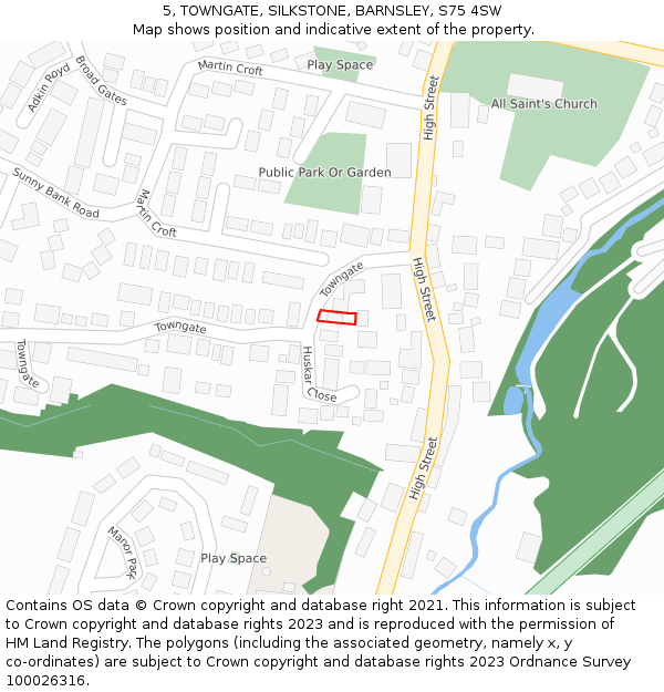 5, TOWNGATE, SILKSTONE, BARNSLEY, S75 4SW: Location map and indicative extent of plot