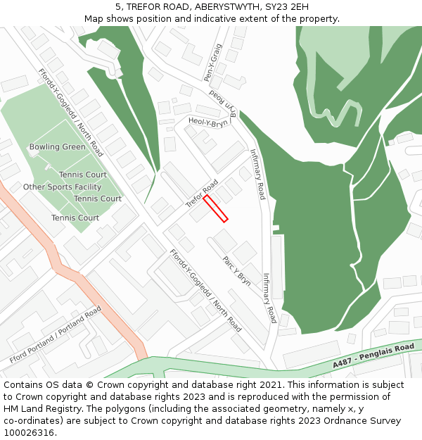 5, TREFOR ROAD, ABERYSTWYTH, SY23 2EH: Location map and indicative extent of plot