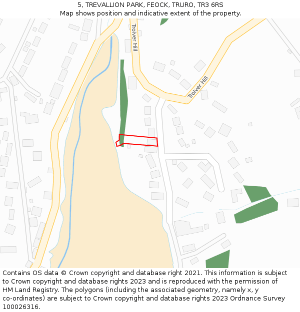 5, TREVALLION PARK, FEOCK, TRURO, TR3 6RS: Location map and indicative extent of plot