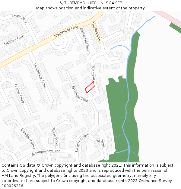 5, TURFMEAD, HITCHIN, SG4 9FB: Location map and indicative extent of plot