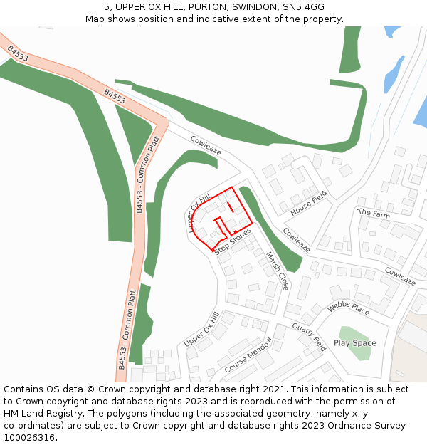 5, UPPER OX HILL, PURTON, SWINDON, SN5 4GG: Location map and indicative extent of plot