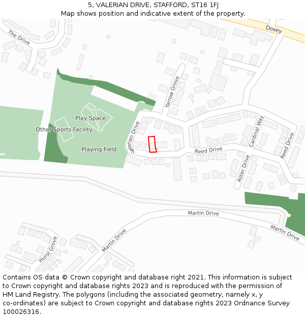 5, VALERIAN DRIVE, STAFFORD, ST16 1FJ: Location map and indicative extent of plot