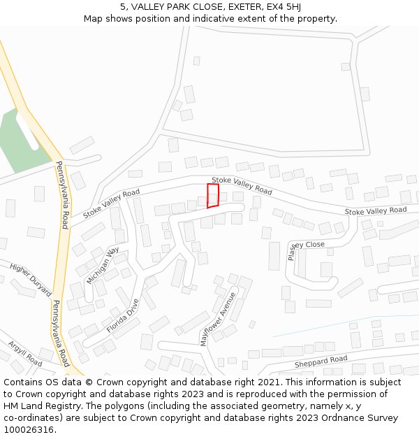 5, VALLEY PARK CLOSE, EXETER, EX4 5HJ: Location map and indicative extent of plot