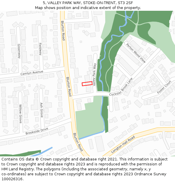 5, VALLEY PARK WAY, STOKE-ON-TRENT, ST3 2SF: Location map and indicative extent of plot