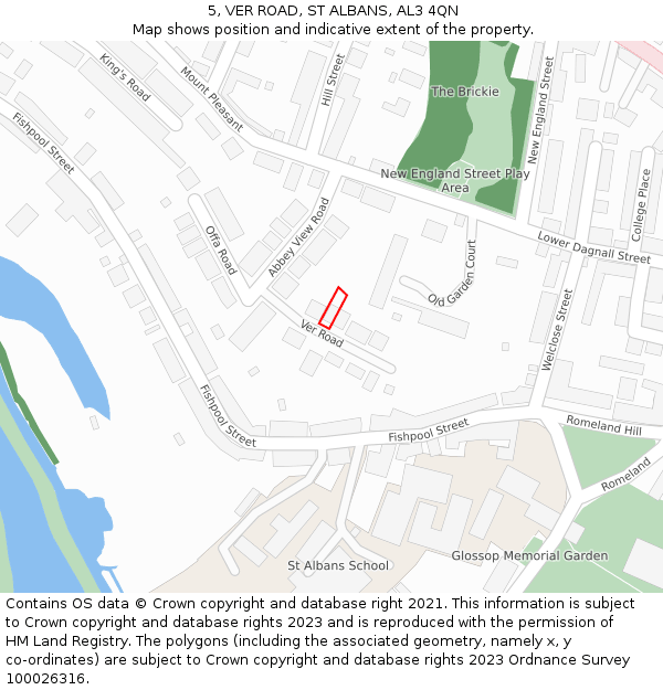 5, VER ROAD, ST ALBANS, AL3 4QN: Location map and indicative extent of plot