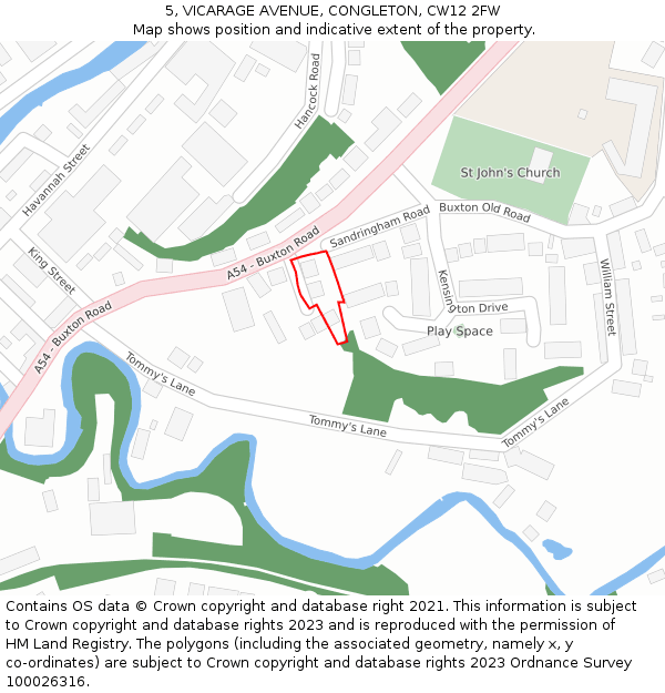 5, VICARAGE AVENUE, CONGLETON, CW12 2FW: Location map and indicative extent of plot