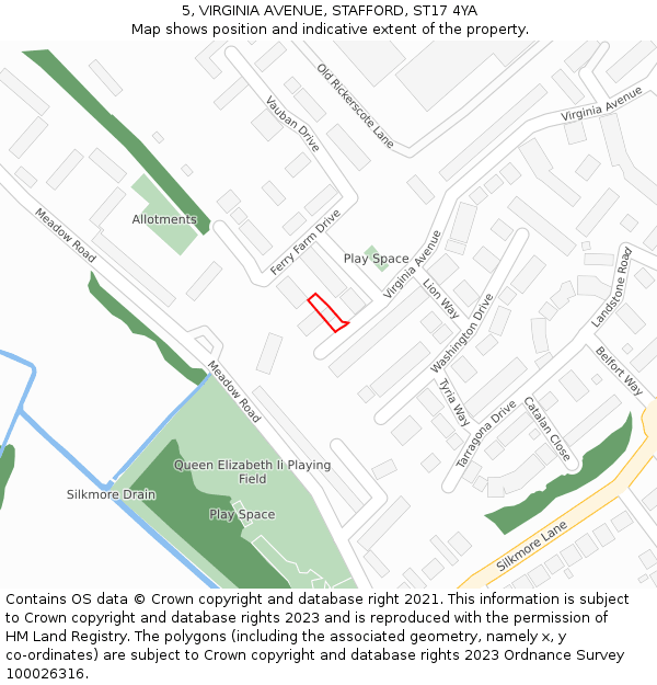5, VIRGINIA AVENUE, STAFFORD, ST17 4YA: Location map and indicative extent of plot