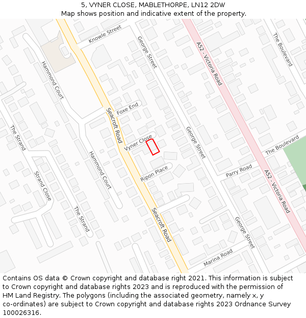 5, VYNER CLOSE, MABLETHORPE, LN12 2DW: Location map and indicative extent of plot