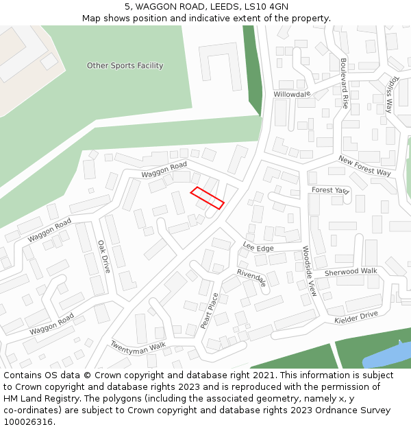 5, WAGGON ROAD, LEEDS, LS10 4GN: Location map and indicative extent of plot