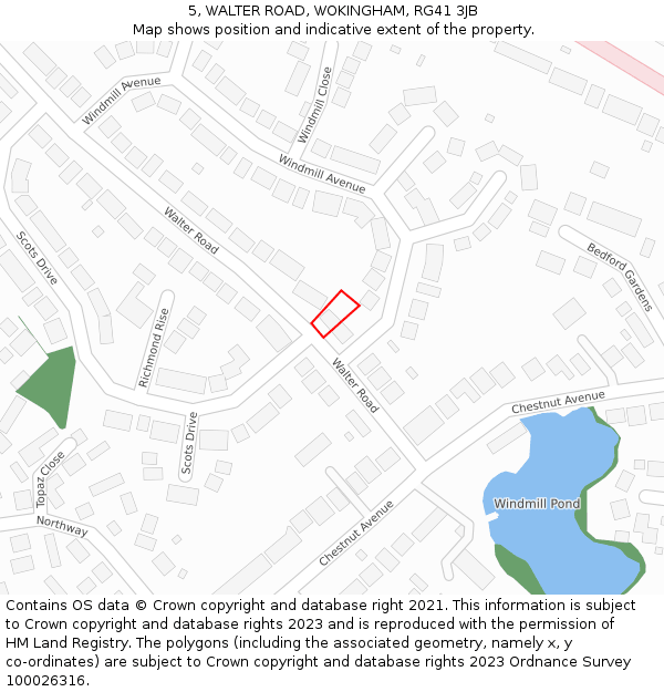 5, WALTER ROAD, WOKINGHAM, RG41 3JB: Location map and indicative extent of plot