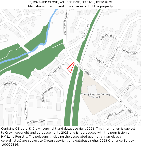 5, WARWICK CLOSE, WILLSBRIDGE, BRISTOL, BS30 6UW: Location map and indicative extent of plot