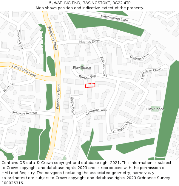 5, WATLING END, BASINGSTOKE, RG22 4TP: Location map and indicative extent of plot