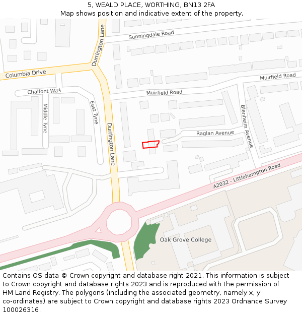 5, WEALD PLACE, WORTHING, BN13 2FA: Location map and indicative extent of plot