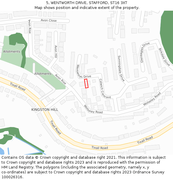 5, WENTWORTH DRIVE, STAFFORD, ST16 3XT: Location map and indicative extent of plot