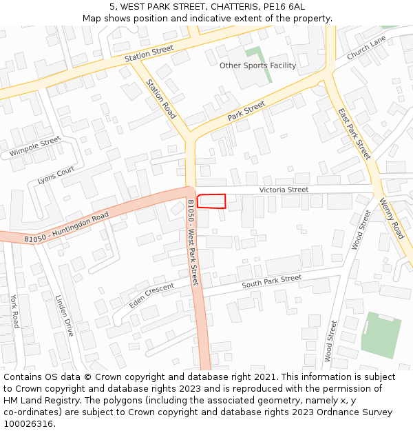 5, WEST PARK STREET, CHATTERIS, PE16 6AL: Location map and indicative extent of plot