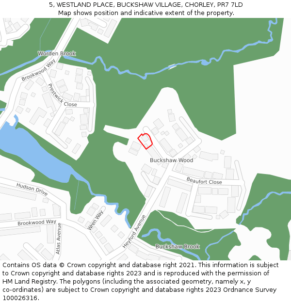 5, WESTLAND PLACE, BUCKSHAW VILLAGE, CHORLEY, PR7 7LD: Location map and indicative extent of plot