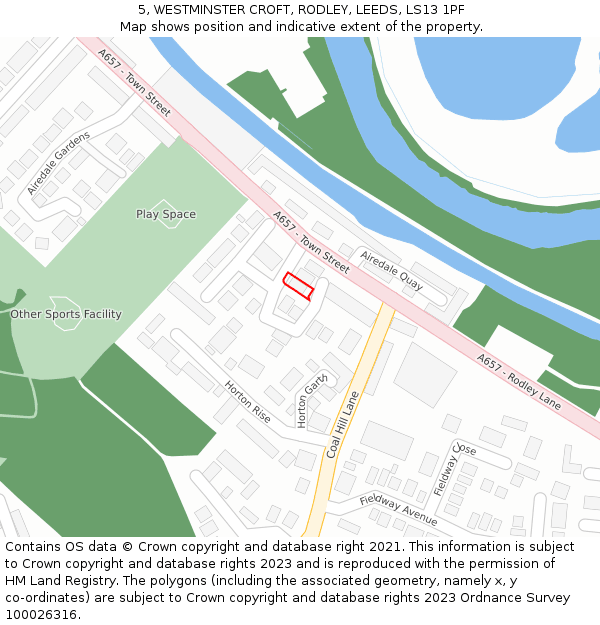5, WESTMINSTER CROFT, RODLEY, LEEDS, LS13 1PF: Location map and indicative extent of plot