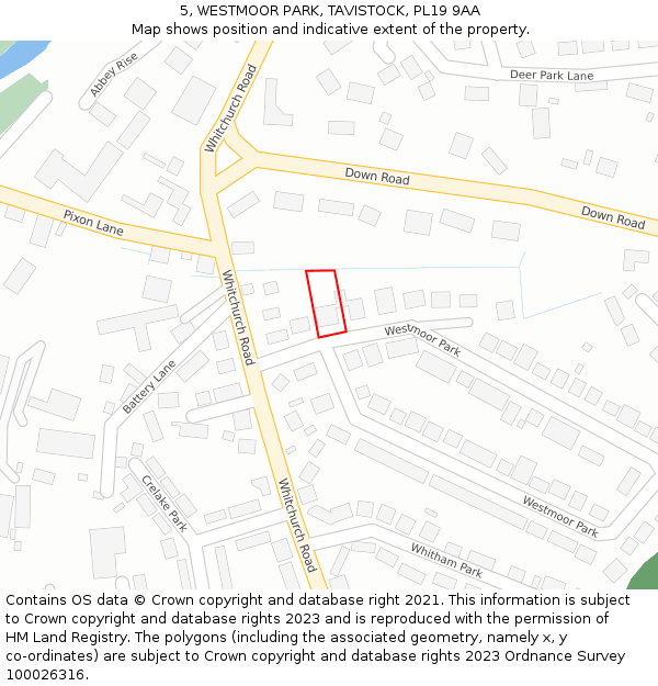5, WESTMOOR PARK, TAVISTOCK, PL19 9AA: Location map and indicative extent of plot