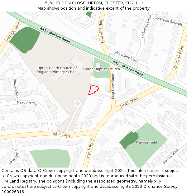 5, WHELDON CLOSE, UPTON, CHESTER, CH2 1LU: Location map and indicative extent of plot