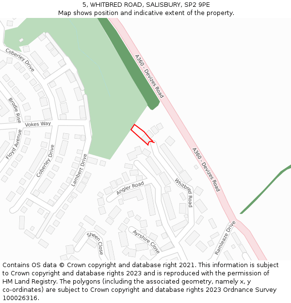 5, WHITBRED ROAD, SALISBURY, SP2 9PE: Location map and indicative extent of plot