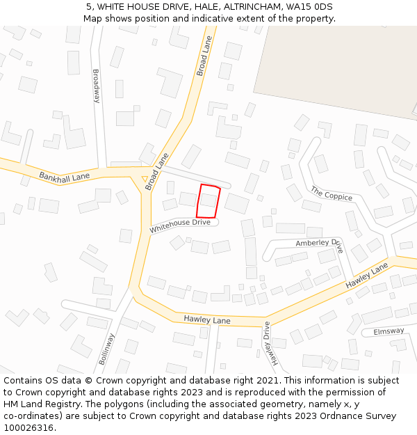 5, WHITE HOUSE DRIVE, HALE, ALTRINCHAM, WA15 0DS: Location map and indicative extent of plot