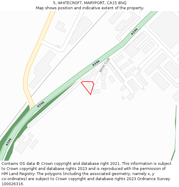5, WHITECROFT, MARYPORT, CA15 8NQ: Location map and indicative extent of plot