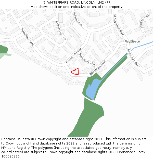 5, WHITEFRIARS ROAD, LINCOLN, LN2 4FF: Location map and indicative extent of plot