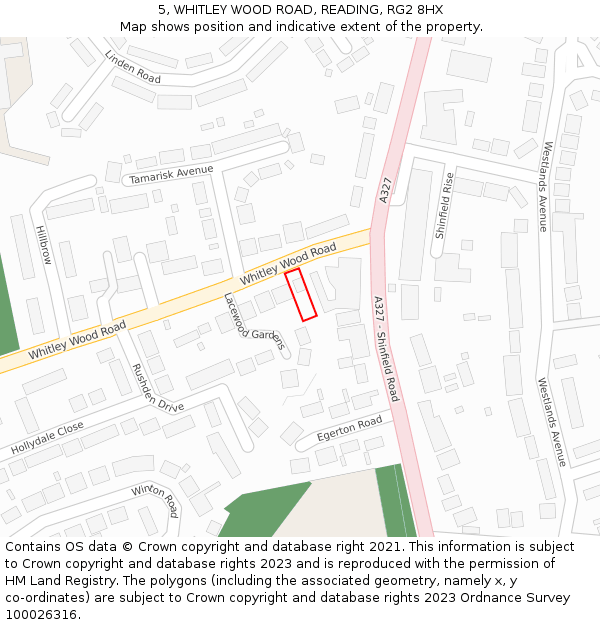 5, WHITLEY WOOD ROAD, READING, RG2 8HX: Location map and indicative extent of plot