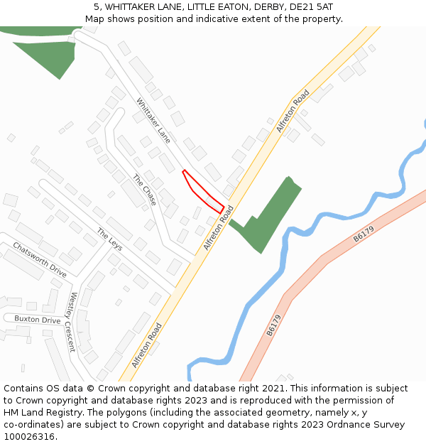 5, WHITTAKER LANE, LITTLE EATON, DERBY, DE21 5AT: Location map and indicative extent of plot