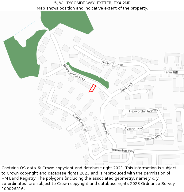 5, WHITYCOMBE WAY, EXETER, EX4 2NP: Location map and indicative extent of plot