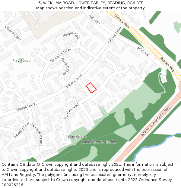 5, WICKHAM ROAD, LOWER EARLEY, READING, RG6 3TE: Location map and indicative extent of plot