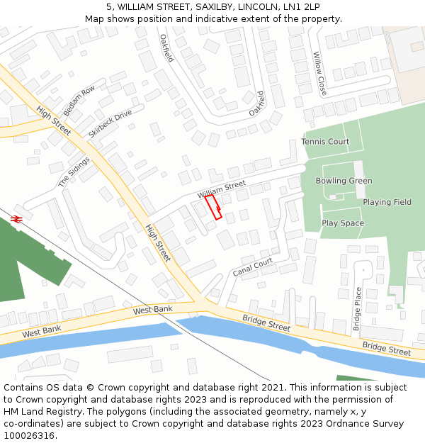 5, WILLIAM STREET, SAXILBY, LINCOLN, LN1 2LP: Location map and indicative extent of plot