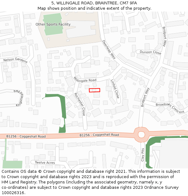 5, WILLINGALE ROAD, BRAINTREE, CM7 9FA: Location map and indicative extent of plot