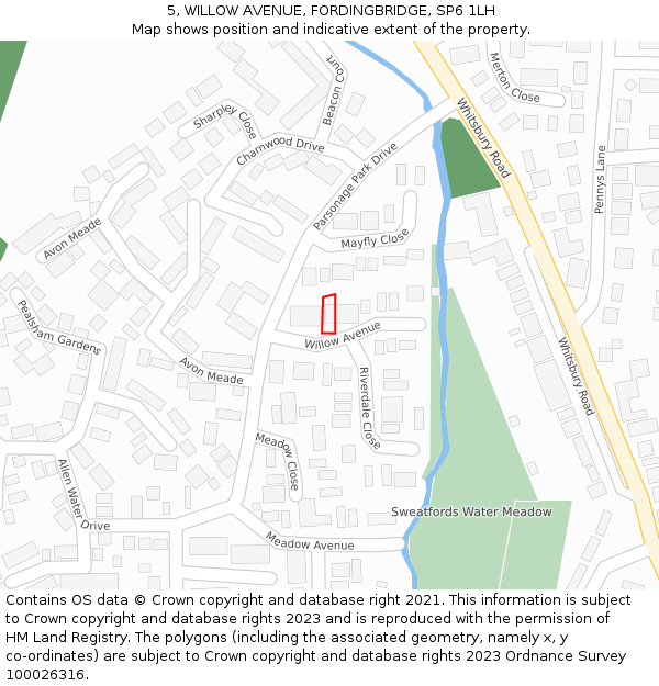 5, WILLOW AVENUE, FORDINGBRIDGE, SP6 1LH: Location map and indicative extent of plot