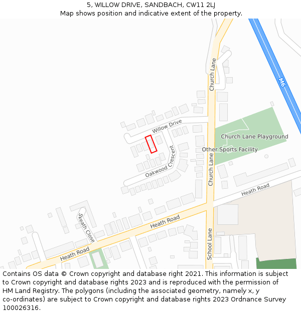 5, WILLOW DRIVE, SANDBACH, CW11 2LJ: Location map and indicative extent of plot
