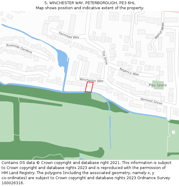 5, WINCHESTER WAY, PETERBOROUGH, PE3 6HL: Location map and indicative extent of plot