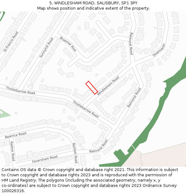 5, WINDLESHAM ROAD, SALISBURY, SP1 3PY: Location map and indicative extent of plot