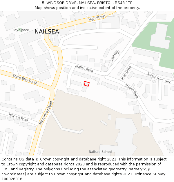 5, WINDSOR DRIVE, NAILSEA, BRISTOL, BS48 1TP: Location map and indicative extent of plot