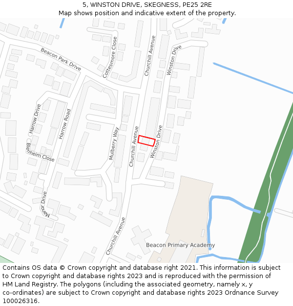 5, WINSTON DRIVE, SKEGNESS, PE25 2RE: Location map and indicative extent of plot