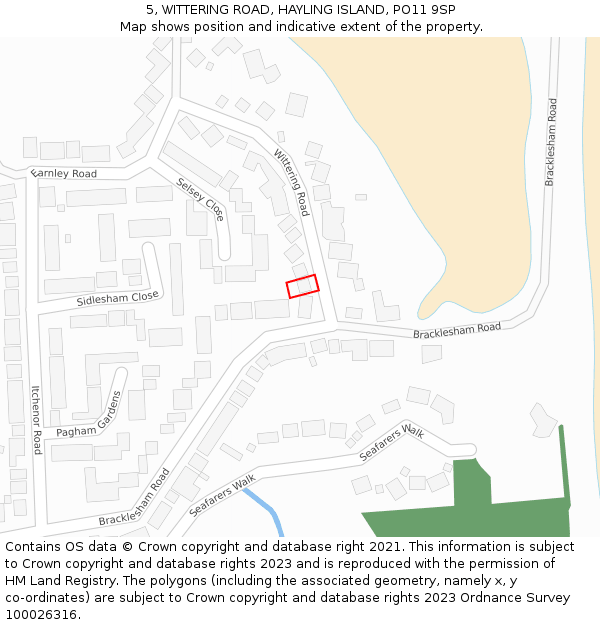5, WITTERING ROAD, HAYLING ISLAND, PO11 9SP: Location map and indicative extent of plot