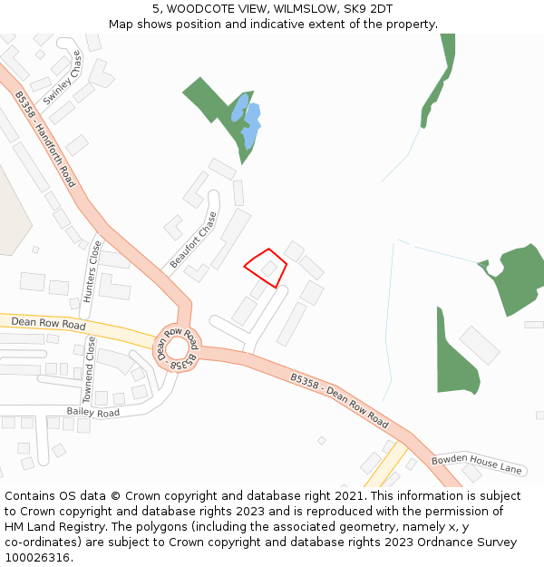 5, WOODCOTE VIEW, WILMSLOW, SK9 2DT: Location map and indicative extent of plot