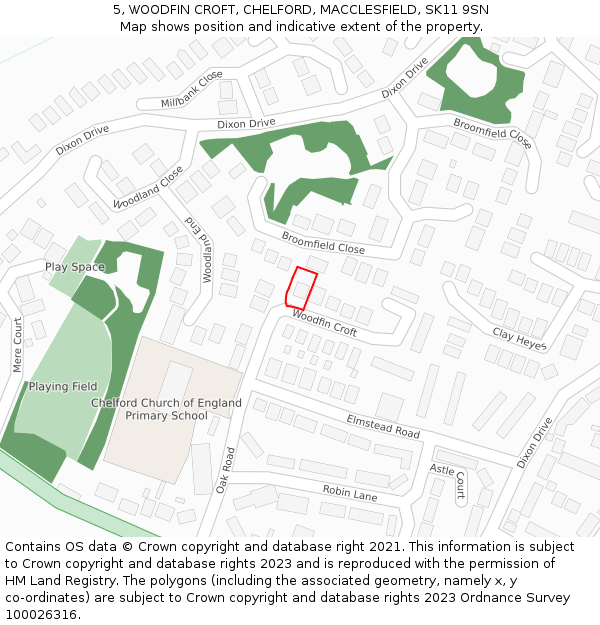 5, WOODFIN CROFT, CHELFORD, MACCLESFIELD, SK11 9SN: Location map and indicative extent of plot